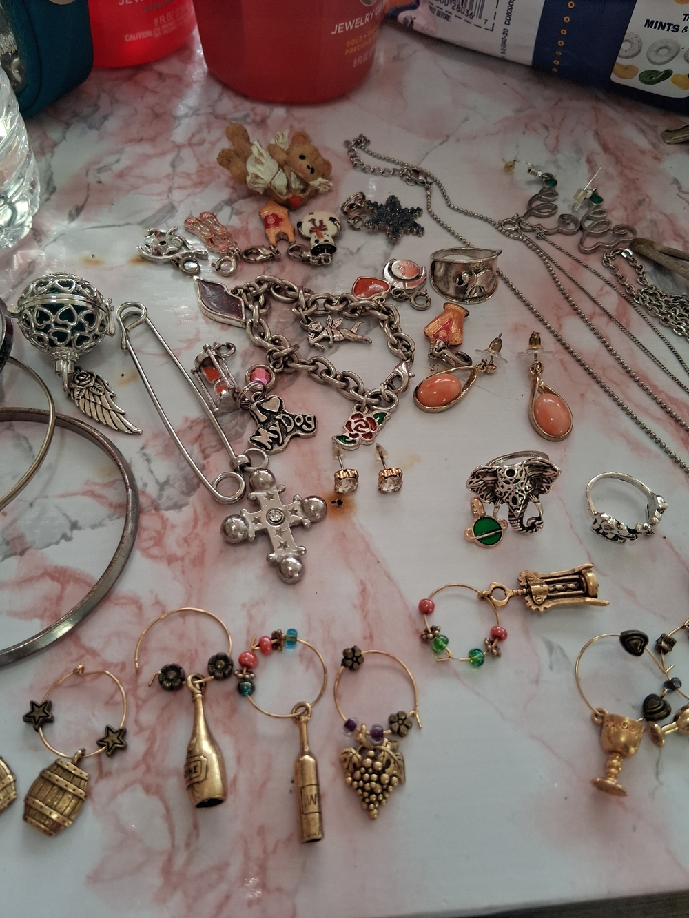 Silver Tone Mixed Jewelry Collection - Assorted Charms and Necklaces - Picture 11 of 12